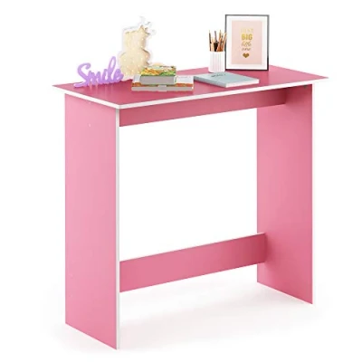Abbildung von Furinno Simplistic Schreibtisch, Computertisch, PC Tisch, Bürotisch, Holz, Rosa / Weiß, 39.4 x 80 75.7 cm