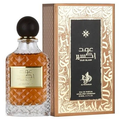 Abbildung von AL WATANIAH Oud Elixir Luxus Unisex Parfüm, Eau de Parfum 100ml, raffinierter und langanhaltender Duft, ideal für Männer Frauen.