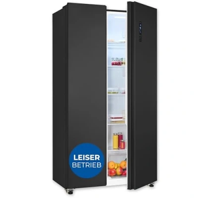 Abbildung von exquisit Side by SBS546 040E, 177 cm hoch, 90 breit, No Frost Technologie, LED Beleuchtung, 4* Gefrierfach