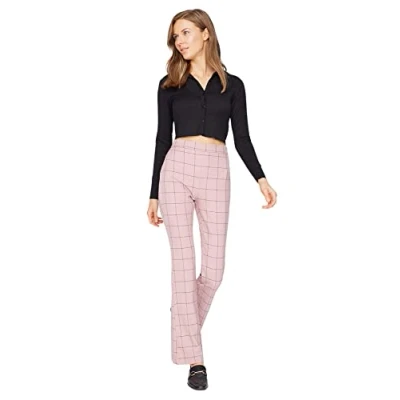 Abbildung von Trendyol Damen Herren Hoher Bund Flared Hose Pants, Altrosa, 36 EU
