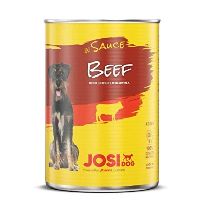 Abbildung von JosiDog Beef in Sauce (12 x 415 g) Nassfutter mit Rind für ausgewachsene Hunde Hundefutter powered by JOSERA
