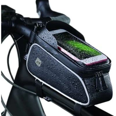 Abbildung von NK Fahrradtasche, Lenkertasche, mit Halterung für Handy/Smartphone, wasserdicht, Touch Fenster, Bildschirm bis 7 Zoll, Aufbewahrungstasche, sonnenbeständig, Kopfhörer Slot