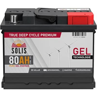 Abbildung von SOLIS Gel Batterie 80AH 12V Solar Boot Wohnmobil Schiff Versorgungs Mover Akku (80AH 12V)
