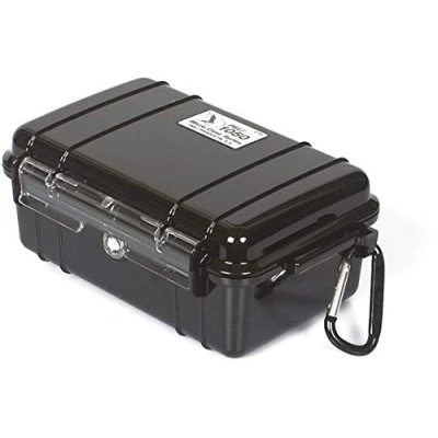 Abbildung von Peli 1050 Micro Case Schützende Hartschalenbox für Kleine Gegenstände, IP67 Waterdicht, 1L Volumen, Schwarz/Schwarze Gummieinlage