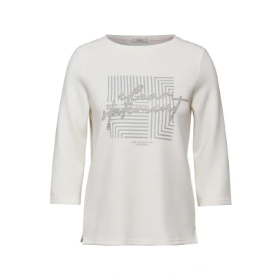 Abbildung von Cecil MIT Print Langarmshirt, Damen, Größe: XL, Weiß