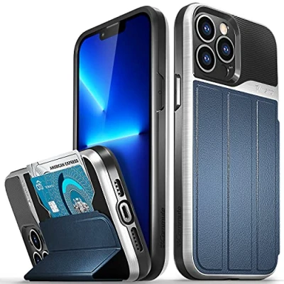 Abbildung von VENA vCommute Brieftasche Hülle für Apple iPhone 13 Pro Max (6.7&quot; inch), (Military Grade, Kartenfach) HandyHülle mit Standfunktion, Leder Flip Etui Schutzhülle Blau