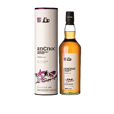 Abbildung von AnCnoc 18 Years Old Single Malt Jahre gereifter schottischer Whisky aus den Highlands in der Geschenkverpackung mit 46 % vol. Alkohol (1 x 0,7l)