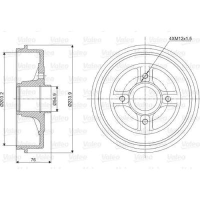 Abbildung von VALEO 237003 Bremstrommel ohne integriertes Radlager, ABS Sensorring 234mm Hinterachse RENAULT: Kangoo I, I Rapid