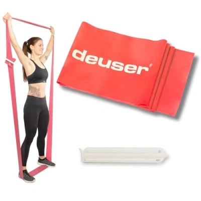 Abbildung von Deuser Sports Trainingsband Physio Band Fitness Gymnastikband Theraband, mittel rosa Länge: 2,40 m / Breite: 15 cm