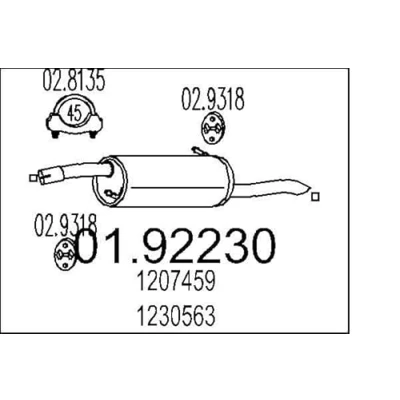 Abbildung von MTS 01.92230 Endschalldämpfer 1950, 950 FORD: Fusion Kombi