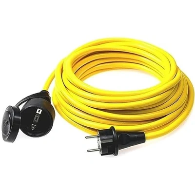 Abbildung von as Schwabe Verlängerungskabel 50 m 230 V, 16 A Schutzkontaktstecker Outdoor Stromverlängerungskabel Verlängerung für Außenbereich K35 AT N07V3V3 F 3G1,5 IP44 Made in Germany, Gelb, 60356