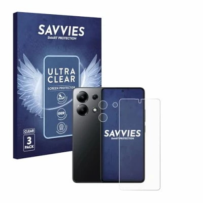 Abbildung von Savvies 6 Stück Schutzfolie für Xiaomi Redmi Note 13 4G (Display+Kamera) Displayschutz Folie Ultra Transparent