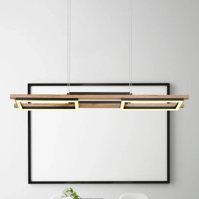 Abbildung von GLOBO LIGHTING Hängeleuchte Esszimmer schwarz Hängelampe Wohnzimmer LED Warmweiß, modern, Holz, schwarz, natur, fest integriert, Kaltweiß Pendellampe