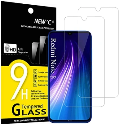 Abbildung von NEW&#039;C 2 Stück, Panzer Schutz Glas für Xiaomi Redmi Note 8, 8 2021, Mi 9 Lite, Frei von Kratzern, 9H Härte, HD Displayschutzfolie, 0.33mm Ultra klar, Ultrabeständig