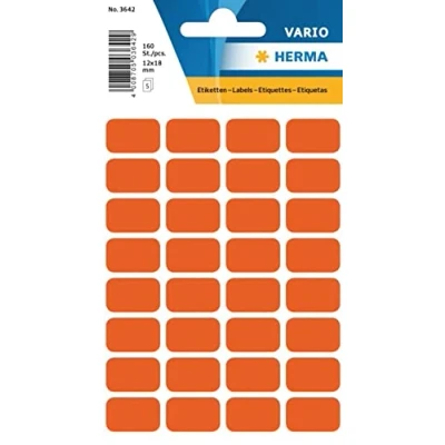 Abbildung von HERMA 3642 Vielzweck Etiketten, 160 Stück, 12 x 18 mm, 32 pro Bogen, selbstklebend, Haushaltsetiketten zum Beschriften für Kalender Planer Basteln, matt, blanko Papier Klebeetiketten Aufkleber, rot