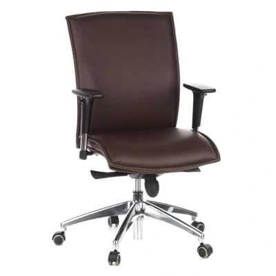Abbildung von hjh OFFICE 600140 Chefsessel Murano 10 Leder Braun Bürostuhl, mittelhohe Rückenlehne, verstellbare Armlehnen