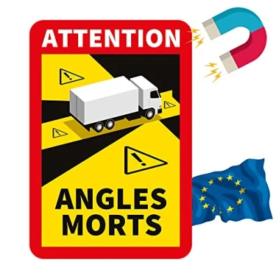 Abbildung von Toter Winkel Magnet Aufkleber Frankreich LKW Bus wohnmobil Attention Angles morts (Lastwagen/LKW/Wohmobile, 1 Stück)