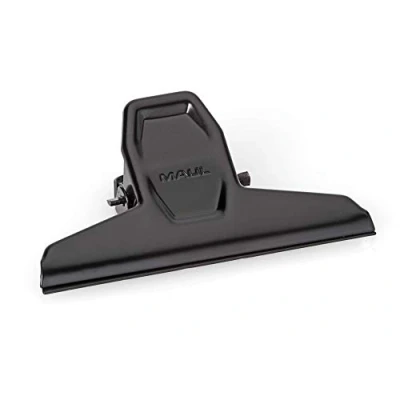 Abbildung von MAUL Papierklemmer MAULpro aus Metall Moderner Klemmer mit breitem Verschlussclip 9,5 cm und Klemmweite 2,5 Gadget für Haushalt, Küche Büro geeignet DIY Projekte Schwarz