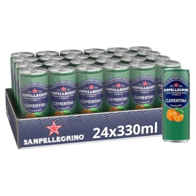 Abbildung von Sanpellegrino San Pellegrino Clementina Hoher Fruchtanteil 14% an Mandarinen Orangen und Clementinen Ideal für unterwegs 24er Pack (24 x 0,33l) Einweg Dosen