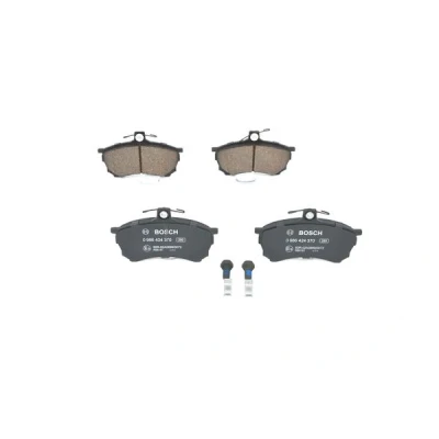 Abbildung von BOSCH 0 986 424 370 Bremsbelagsatz Low Metallic mit akustischer Verschleißwarnung Anti Quietsch Blech, Schrauben Zubehör