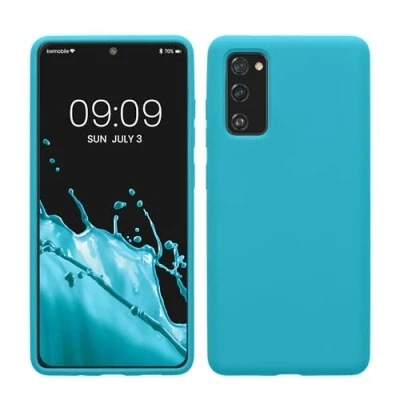 Abbildung von kwmobile Hülle kompatibel mit Samsung Galaxy S20 FE Silikon Handy Case Handyhülle weiche Oberfläche kabelloses Laden Cool Glacier