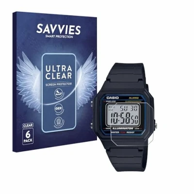 Abbildung von Savvies 6 Stück Schutzfolie für Casio Unisex W 800H 1BVES Displayschutz Folie Ultra Transparent