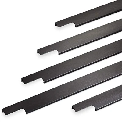 Abbildung von 2 Stück Möbelgriffe BLANKETT 895 mm schwarz gebürstet Profilgriffe (Werden an die Frontinnenseite verschraubt) Schubladengriffe Griff Profilleisten von SO TECH®