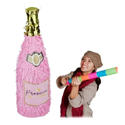 Abbildung von relaxdays Papierdekoration Pinata Sektflasche