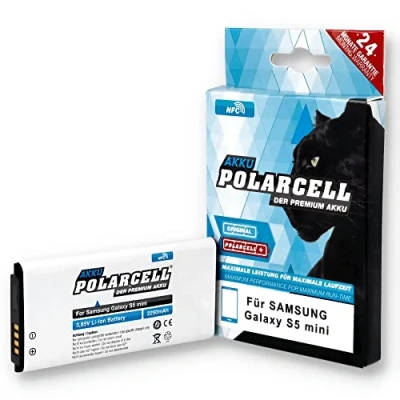 Abbildung von PolarCell NFC Akku für Samsung Galaxy S5 Mini SM G800F DuoS G800H ersetzt Original Batterie EB BG800BBE 2250mAh starker Ersatz selektierte A+ Qualitätszellen BG800BBC