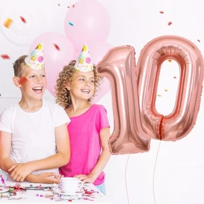 Abbildung von Geburtstag zahlen luftballon 10 jahre Roségold Folienballon XXL Riesen in 40&quot; 101cm Geburtstagsdeko Ballon Zahl Deko zum .Fliegt mit Helium