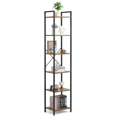 Abbildung von VEVOR Rustikales Bücherregal Standregal Lagerregal Metall 6 Ebenen 30x40x187cm