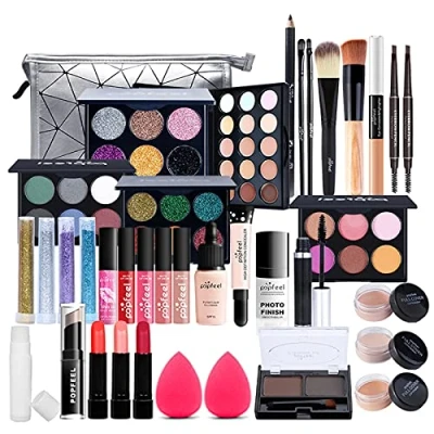 Abbildung von FantasyDay Multifunktions Exquisite Make up Geschenkset Kosmetik Schmink Kit für Gesicht, Augen und Lippen Makeup Paletten Schminkkoffer mit Lidschatten Palette, Lippenstift, Rouge, Mascara, Pinsel