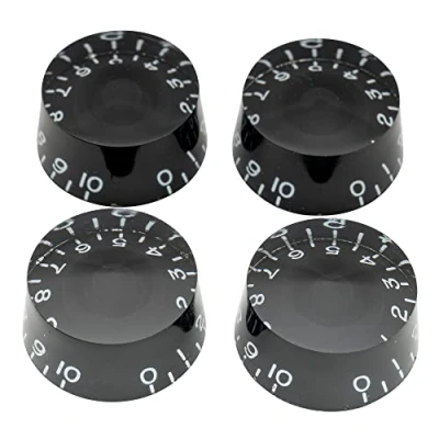 Abbildung von Musiclily Pro Metrische Gitarre Knöpfe Potiknöpfe Speed Knobs für Epiphone Les Paul Style E Bass, Schwarz(4er Set)