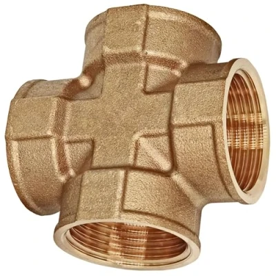 Abbildung von Kreuzstück mit 1/2 Zoll Innengewinde 1/2&quot; IG Gewinde Schraub Fitting aus Messing