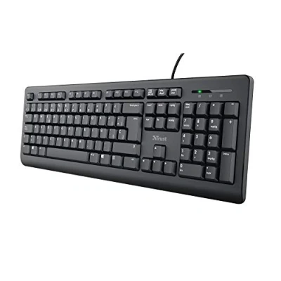 Abbildung von Trust Taro Tastaturlayout QWERTY Spanisch für Windows (leise Tasten, auslaufsicher, 1,8 m Kabel, USB Anschluss, PC/Laptop) schwarz