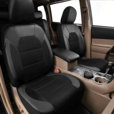 Abbildung von ESUKAR Autositzbezüge Sets für Suzuki Vitara (LY) 4.Gen 2015 2016 2021 2022 5Sitzer, Universal Allwetter rutschfest Vorne Hinten Sitzschoner Autositzkissen Innenraum Zubehör,Black/A