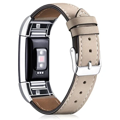 Abbildung von AISPORTS Armband Kompatibel mit Fitbit Charge 2 für Damen, aus Weichem Atmungsaktivem Lederarmband Metallschnalle Ersatzarmband Fitness Tracker