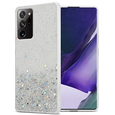 Abbildung von Cadorabo Hülle kompatibel mit Samsung Galaxy Note 20 Ultra Rundumschutz TPU Silikon Case Mädchen Glitzer Strass Design Slim Kratzfest Weiche Bling Schutzhülle für in Transparent