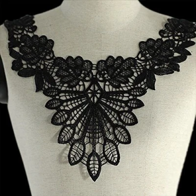 Abbildung von Yulakes Spitzenkragen Einsatzkragen Kragen Verzieren Lace Neck Collar für Kleid DIY Handarbeit (schwarz)
