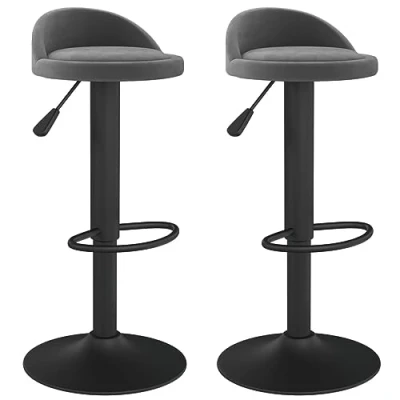 Abbildung von vidaXL 2X Barhocker Drehbar Höhenverstellbar Küchenhocker Barstuhl Tresenhocker Tresenstuhl Thekenhocker Bistrohocker Bar Stuhl Hocker Dunkelgrau Samt