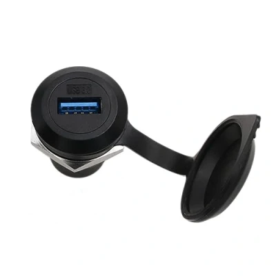 Abbildung von HangTon USB 3.0 Anschlusskupplung, wasserdicht, kreisförmig, Inline Kabel, Chassis Panel Buchse auf Buchse, Verlängerung, IP65 Schottkopf Pass Through
