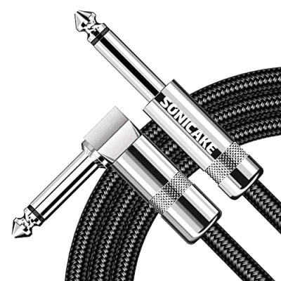 Abbildung von SONICAKE 3M Gitarren Instrumentenkabel 6.3mm Gitarrenkabel Lärmschutz mit Abgewinkelte Stecker und Standard Klinke Schwarz