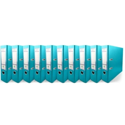 Abbildung von Netuno 10 Stück Akten Ordner Türkis DIN A4 Ekobox 2 Ring Mechanik Ringorder 8cm Kunststoff breit Büroordner Plastikordner Briefordner Ringmappe breiter Aktenordner PP farbig