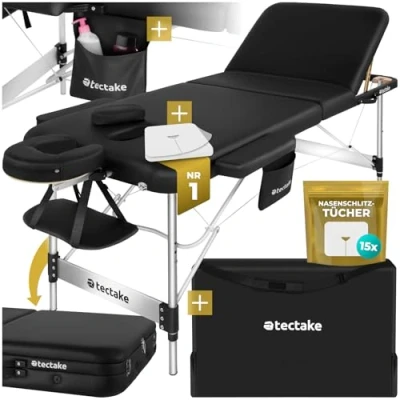 Abbildung von tectake Massageliege 3 Zonen (Set, 1 St., mit Tragetasche), Aluminiumgestell