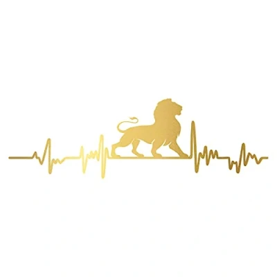 Abbildung von Finest Folia Aufkleber Herzschlag Tiere Breite 27cm Lifeline Heartbeat Deko Sticker Selbstklebend für Auto Kühlschrank Laptop Autoaufkleber K150 (Gold, 19 Löwe)