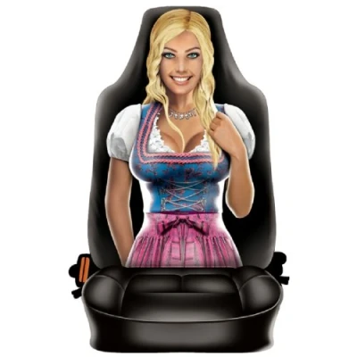 Abbildung von Mega Sexy Sitzbezug für den einsamen Autofahrer Trachten Frau ein echt heißer Blickfang Bayerisches Mädel