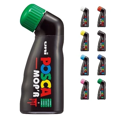 Abbildung von POSCA uni ball 183263 Marker MOP&#039;R PCM 22, runde Stempelspitze 3 19 mm, grün, 1 Stück, ergonomische Form