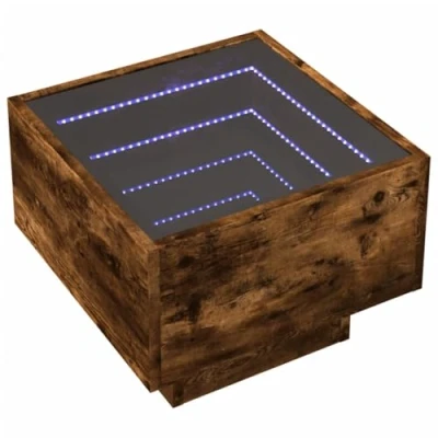 Abbildung von vidaXL Couchtisch Beistelltisch mit LED Räuchereiche 40x40x30 cm Holzwerkstoff (1 St)