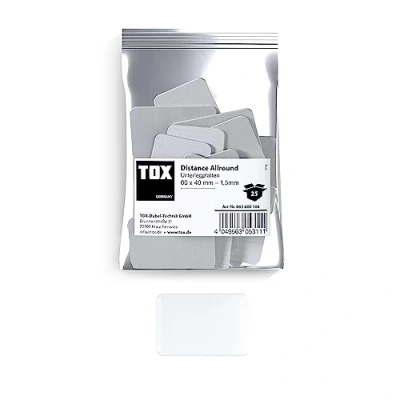 Abbildung von TOX Distance Allround Unterlegplatten, Ausgleichsplatten aus Kunststoff, belastbar bis 5 Tonnen, Polypropylen, 60 x 40 1,5 mm, 1 Beutel, 25 Stk., 065600106