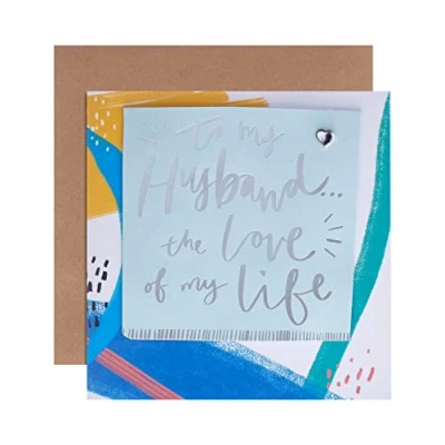 Abbildung von Hallmark Jubiläumskarte für Ehemann modernes mehrfarbiges Textbasiertes Design